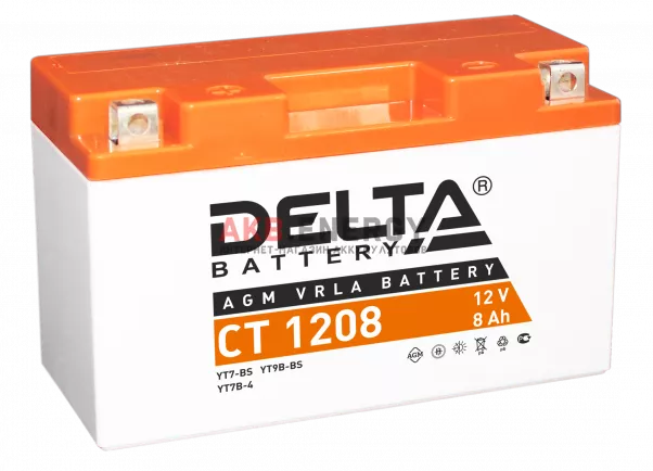 Купить новый аккумулятор DELTA CT 1208 8 Ач 130 A [EN] 12V интернет-магазин AKB ENERGY во Владимире