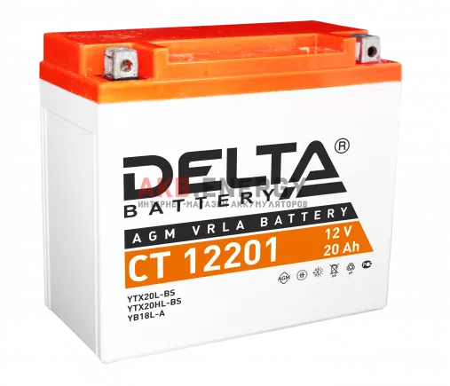 Купить новый аккумулятор DELTA CT 12201 20 Ач 270 A [EN] 12V интернет-магазин AKB ENERGY во Владимире