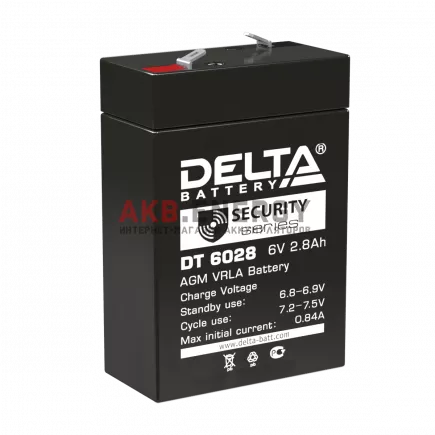 Купить новый аккумулятор DELTA DT 6028 2.8 Ач 6V интернет-магазин AKB ENERGY во Владимире