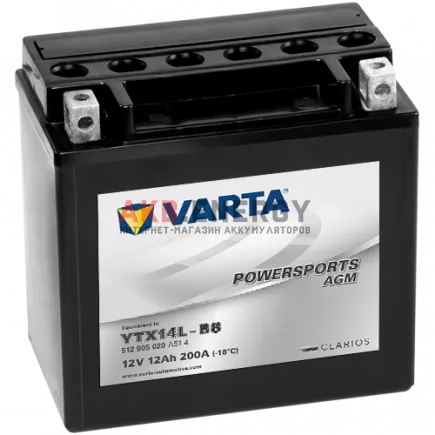 Купить новый аккумулятор VARTA POWERSPORTS AGM 12 Ач 200 A [EN] 12V YTX14L-BS 512 905 020 A51 4 интернет-магазин AKB ENERGY во Владимире