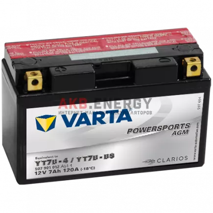 Купить новый аккумулятор VARTA POWERSPORTS AGM 7 Ач 120 A [EN] 12V YT7B-BS (YT7B-4) 507 901 012 A51 4 интернет-магазин AKB ENERGY во Владимире