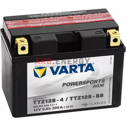 Купить новый аккумулятор VARTA POWERSPORTS AGM 9 Ач 200 A [EN] 12V TTZ12S-BS (TTZ12S-4) 509 901 020 A51 4 интернет-магазин AKB ENERGY во Владимире