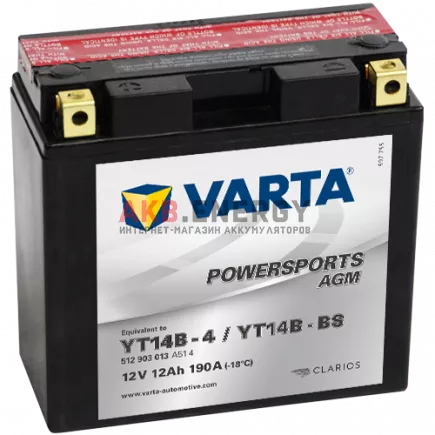 Купить новый аккумулятор VARTA POWERSPORTS AGM 12 Ач 190 A [EN] YT14B-BS (YT14B-4) 512 903 013 A51 4 интернет-магазин AKB ENERGY во Владимире