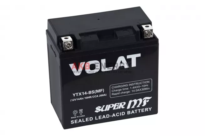 Купить новый аккумулятор VOLAT 14 Ач 200 A [CCA] 12V YTX14-BS (MF) интернет-магазин AKB ENERGY во Владимире