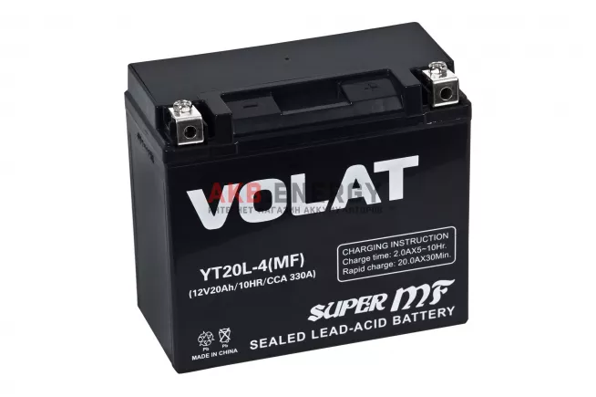 Купить новый аккумулятор VOLAT 20 Ач 330 A [CCA] 12V YT20L-4 (MF) интернет-магазин AKB ENERGY во Владимире