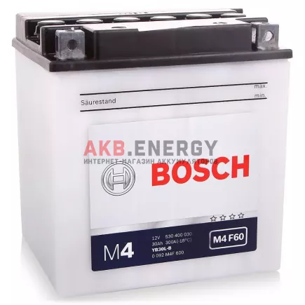 Купить новый аккумулятор BOSCH M4 F60 30 Ач 300 A [EN] 12V YB30L-B 0092M4F600 интернет-магазин AKB ENERGY во Владимире
