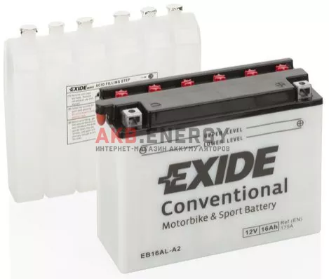 Купить новый аккумулятор EXIDE Conventional 16 Ач 175 A [EN] 12V EB16AL-A2 (YB16AL-A2) интернет-магазин AKB ENERGY во Владимире