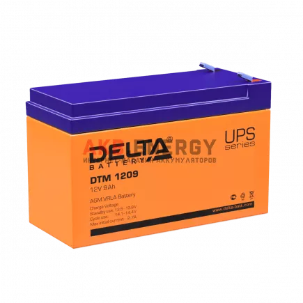 Купить новый аккумулятор DELTA DTM 1209 9 Ач 12V интернет-магазин AKB ENERGY во Владимире